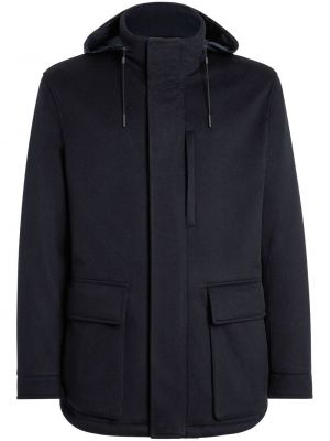 Kašmírový kabát s kapucí Zegna modrý