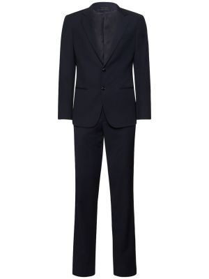 Volnena ukrojena obleka Giorgio Armani modra