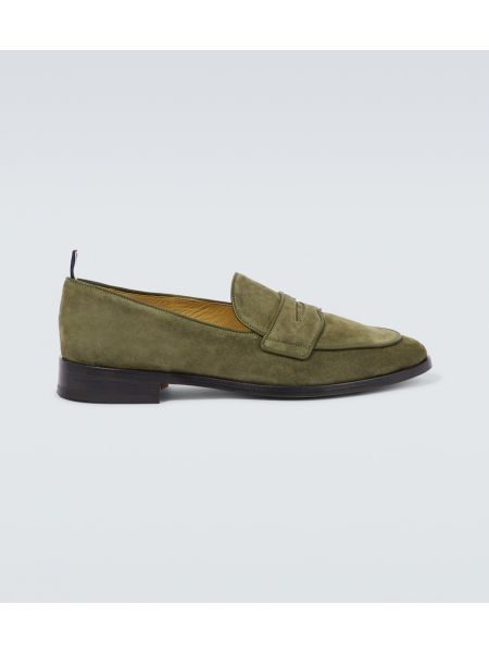 Loafers in pelle scamosciata Thom Browne verde