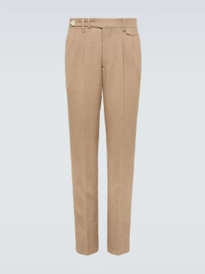 Pantalon chino en lin Brunello Cucinelli marron