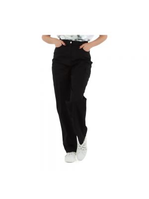 Pantalones rectos de algodón con bolsillos Calvin Klein Jeans negro