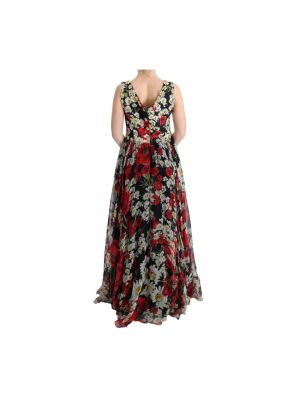 Vestido largo de flores de cristal Dolce & Gabbana