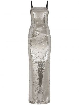 Večerna obleka s cekini Dolce & Gabbana srebrna