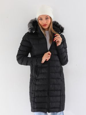 Πουπουλένιο παλτό με κουκούλα Bi̇keli̇fe μαύρο