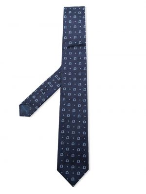 Priliehavá kravata s potlačou Ferragamo modrá