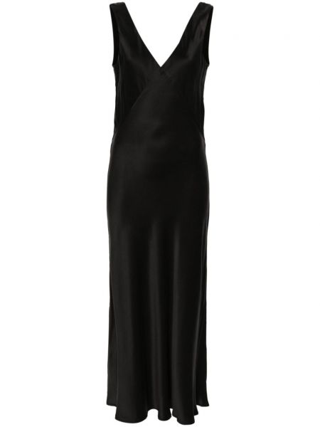 Копринена права рокля Asceno черно