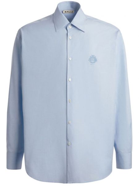 Памучна риза бродирана Bally синьо