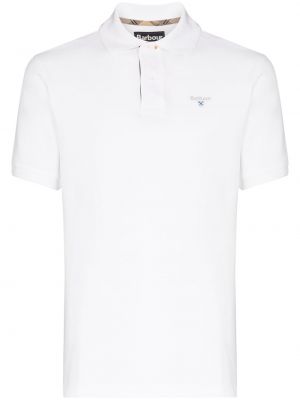 Карирана памучна поло тениска Barbour бяло