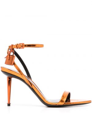 Sandales ar papēžiem ar stiletto stila papēžiem Tom Ford oranžs