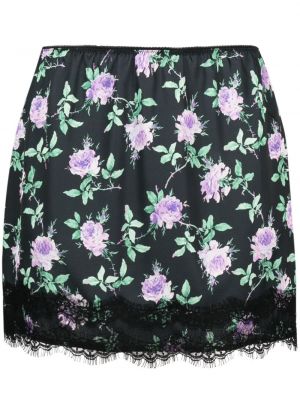 Květinové přiléhavé mini sukně Msgm - černá