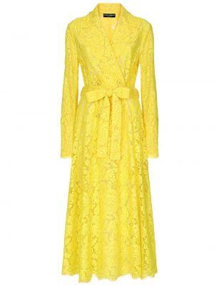 Žlutý krajkový květinový trenčkot Dolce & Gabbana