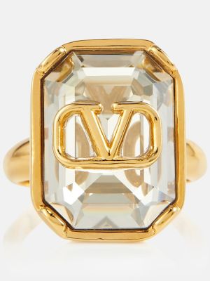 Žiedas su kristalais Valentino auksinė