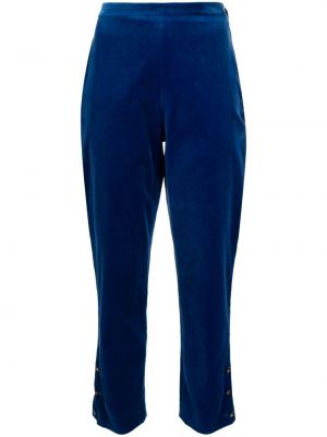 Кадифени прав панталон Chanel Pre-owned синьо