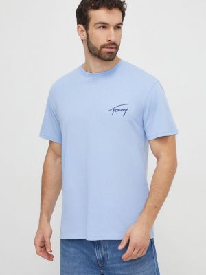 Тениска с дълъг ръкав с апликация Tommy Jeans синьо