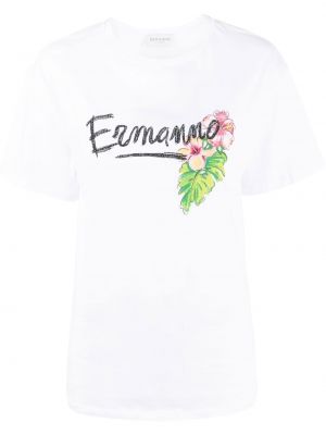 Тениска с принт Ermanno Firenze бяло