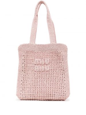 Pletená nákupná taška Miu Miu ružová