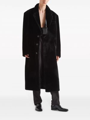 Kožený kabát Prada černý