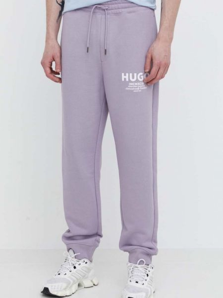 Spodnie sportowe bawełniane z nadrukiem Hugo Blue