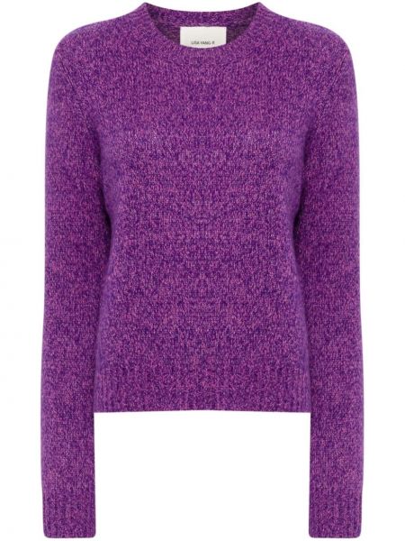 Kašmírový hedvábný svetr s kulatým výstřihem Lisa Yang fialový