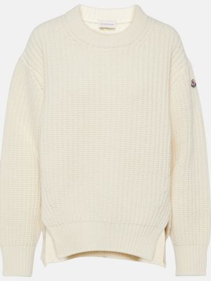 Вълнен пуловер Moncler бяло