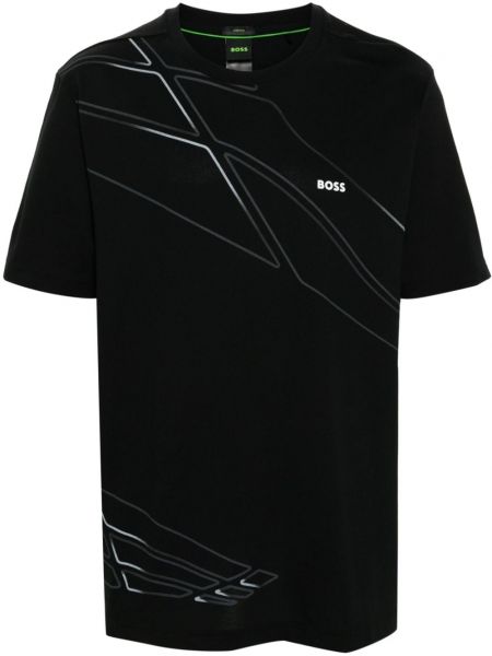 Μπλούζα με σχέδιο με αφηρημένο print Boss μαύρο