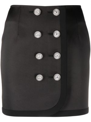 Křišťálové saténové mini sukně s knoflíky George Keburia černé