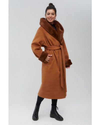 Пальто с капюшоном кэмэл Almatti