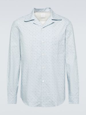 Camicia di cotone con stampa Brunello Cucinelli blu