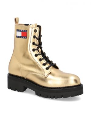 Krajkové šněrovací kotníkové boty Tommy Hilfiger zlaté