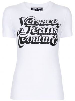 T-shirt con cristalli Versace bianco