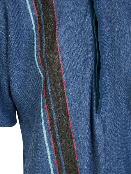 Dryžuotas lininis polo marškinėliai The Row mėlyna