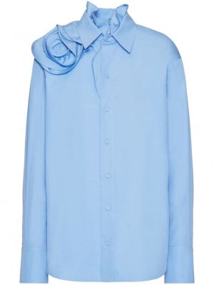 Bombažna srajca Valentino Garavani modra