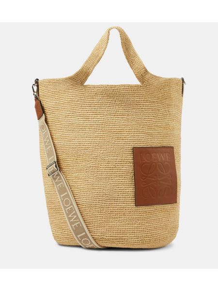 Borsa shopper di pelle Loewe beige