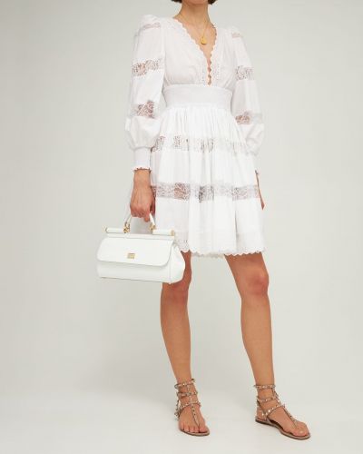 Čipkované mini šaty Dolce & Gabbana biela