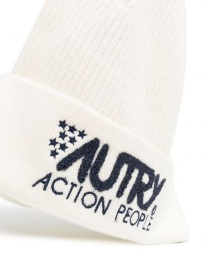 Strick mütze mit stickerei Autry weiß