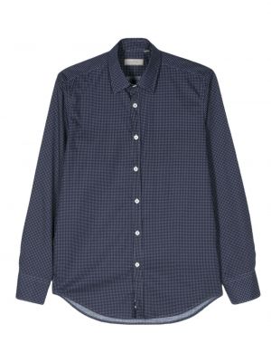 Taškuota medvilninė marškiniai Canali mėlyna
