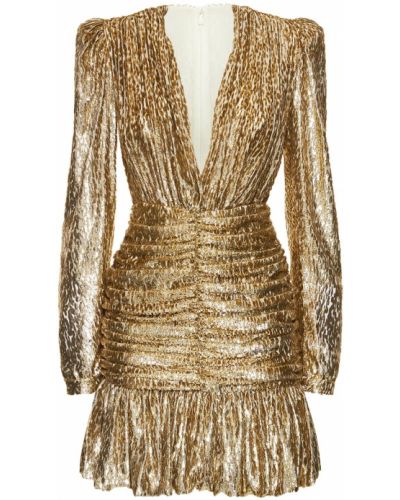Sukienka mini w panterkę Costarellos złota