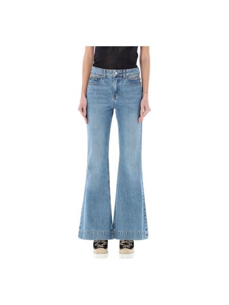 Jeans a zampa a vita alta con motivo a stelle Stella Mccartney blu