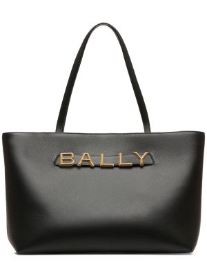 Kožená kabelka Bally čierna
