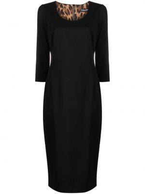Вълнена миди рокля Dolce & Gabbana черно