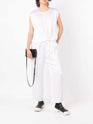 Satynowe proste spodnie Uma | Raquel Davidowicz białe