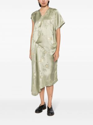 Asymetrické žakárové šaty Uma Wang zelené