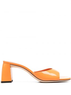 Papuci tip mules cu toc By Far portocaliu