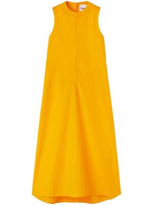 Sukienka midi bawełniana Jil Sander pomarańczowa