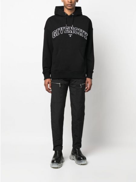 Medvilninis siuvinėtas džemperis su gobtuvu Givenchy juoda
