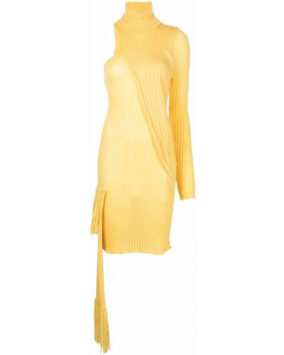 Mini vestido asimétrico Thebe Magugu amarillo