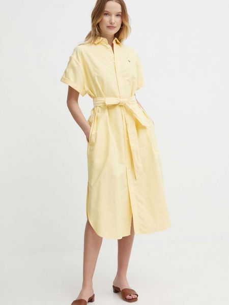 Sukienka midi bawełniana Polo Ralph Lauren żółta