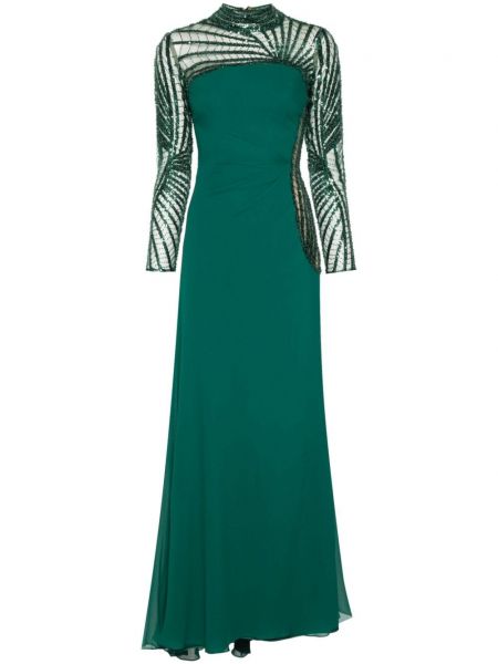 Rozparkované šaty s flitry Gemy Maalouf zelené