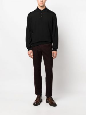 Vilnonis polo marškinėliai Brunello Cucinelli juoda