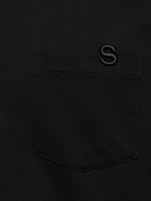 Camiseta de algodón de tela jersey Sacai negro